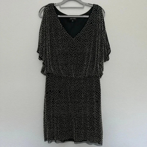 Xscape Womens Mirror Ball Sequined Evening Cocktail And Party Dress Gown Size 6 - Picture 3 of 10